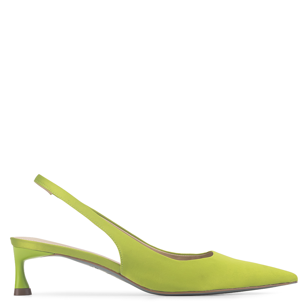 Scarpin Slingback Stefania Cetim Verde Avocado