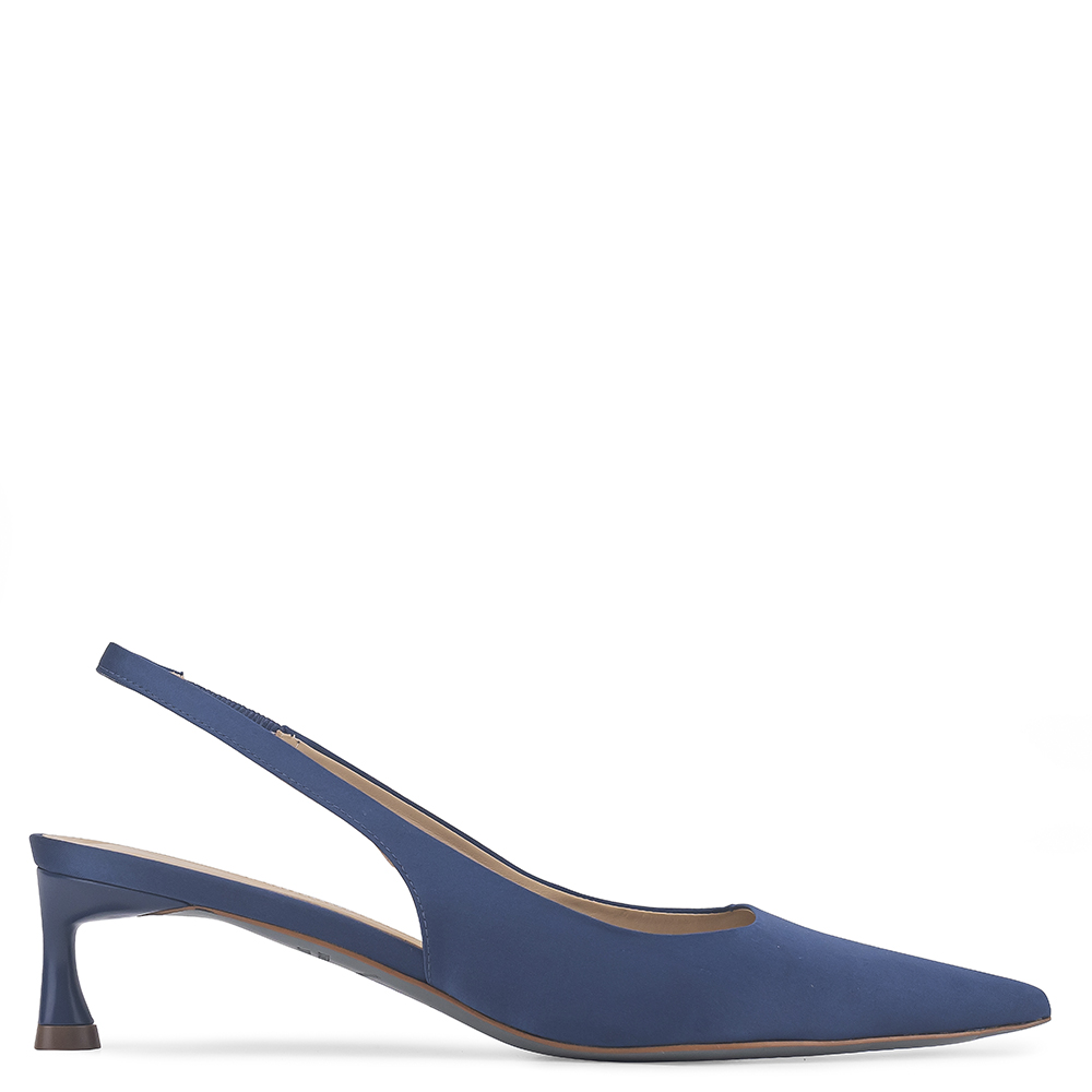 Scarpin Slingback Stefania Cetim Azul