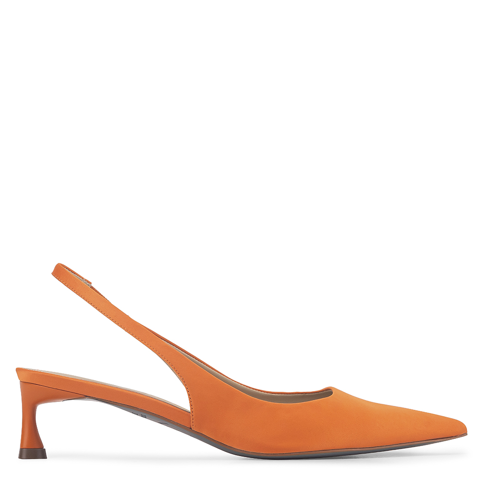 Scarpin Slingback Stefania Cetim Laranja