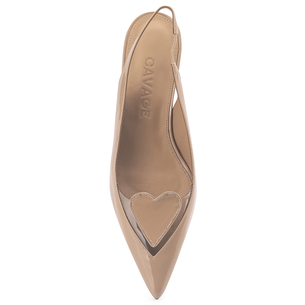 Scarpin Slingback Cuore Verniz Nude