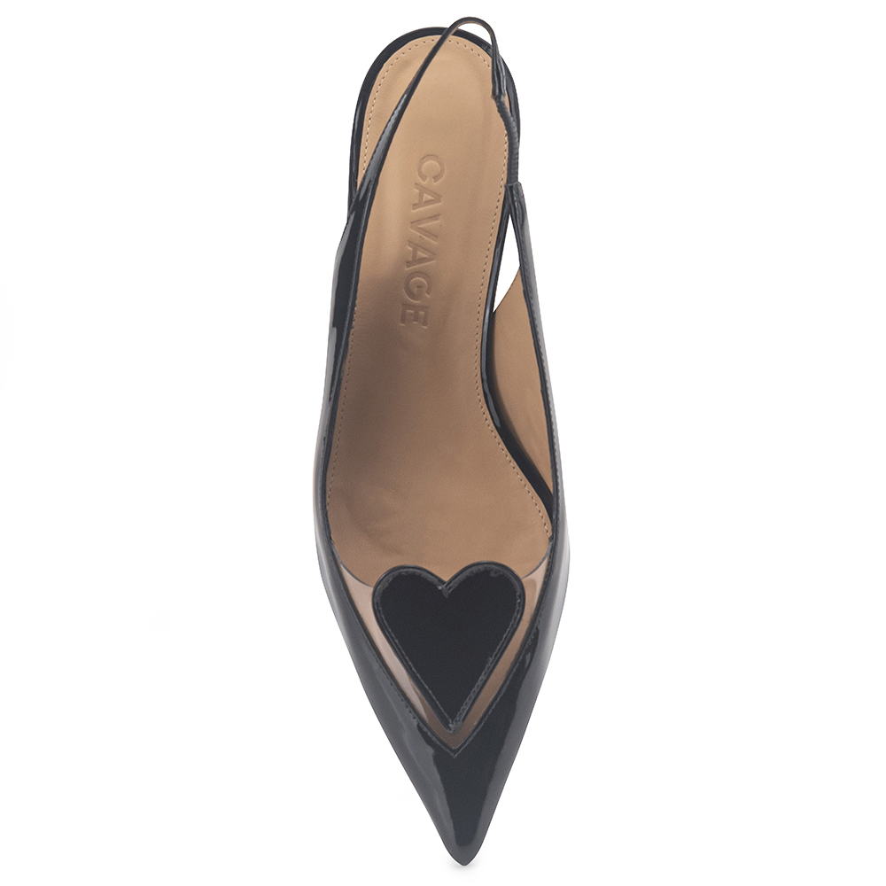 Scarpin Slingback Cuore Verniz Preto