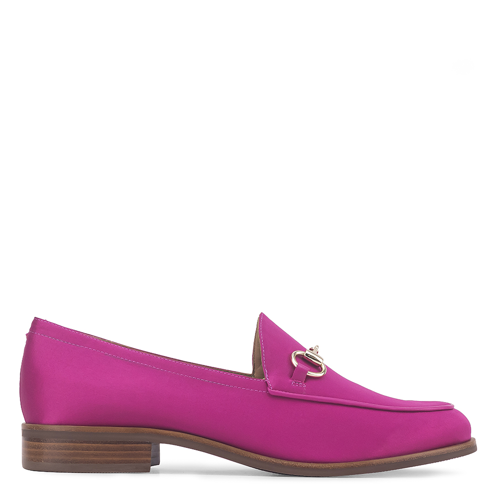 Mocassim Salto Baixo Marchi Cetim Pink