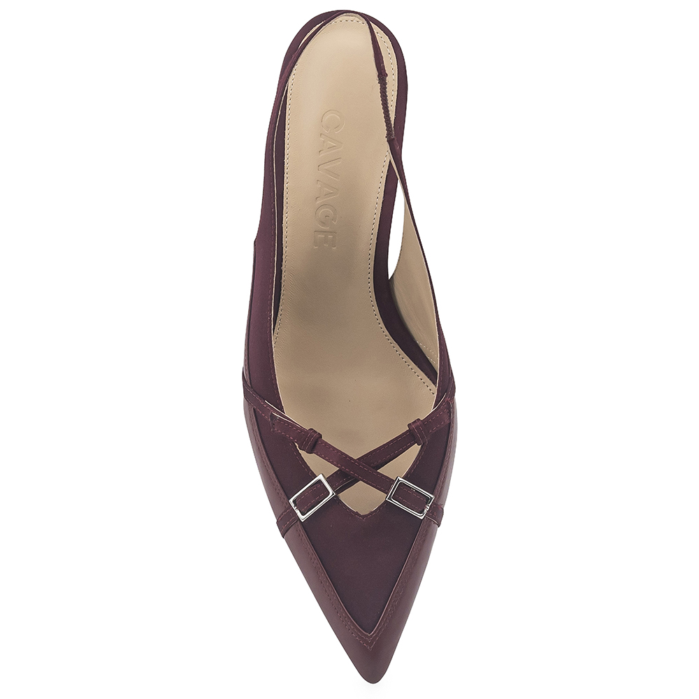 Scarpin Slingback Ivanir Cetim Vinho