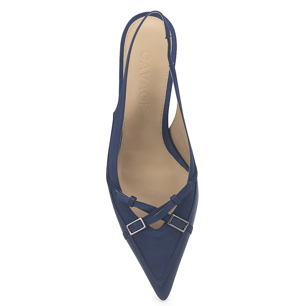 Scarpin Slingback Ivanir Cetim Azul