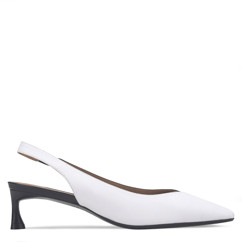 Scarpin Slingback Twins Pelica Preto Multi Branco