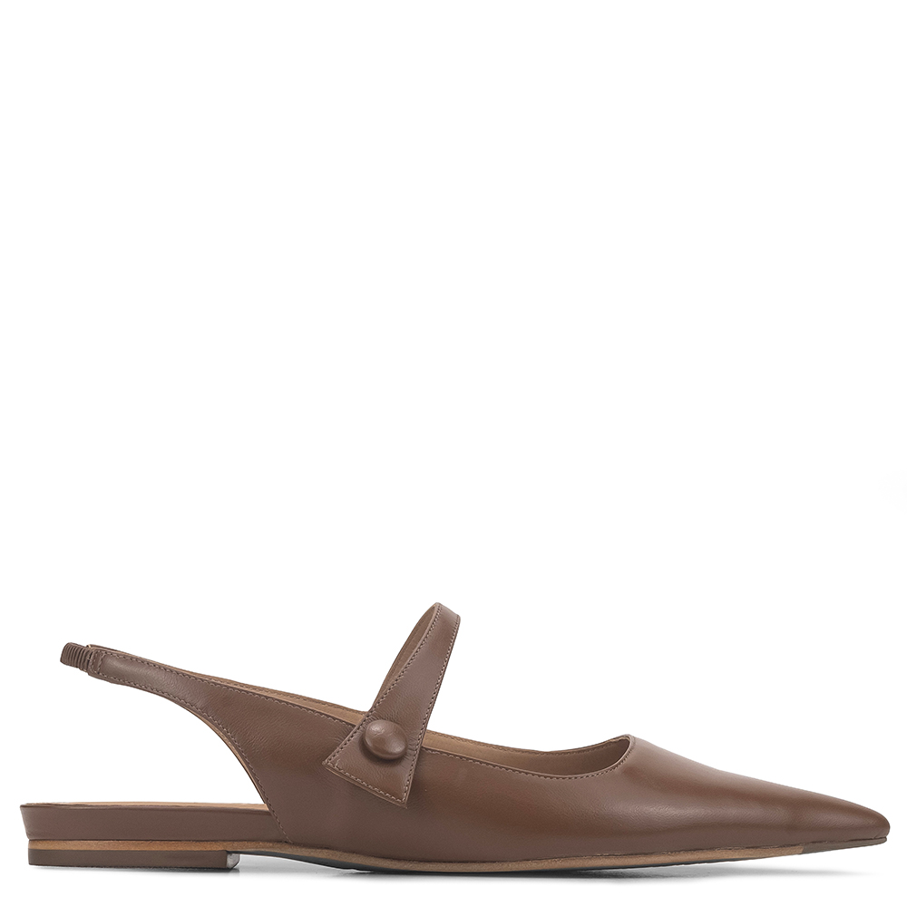 Sapatilha Slingback Narcisa Pelica Marrom Claro