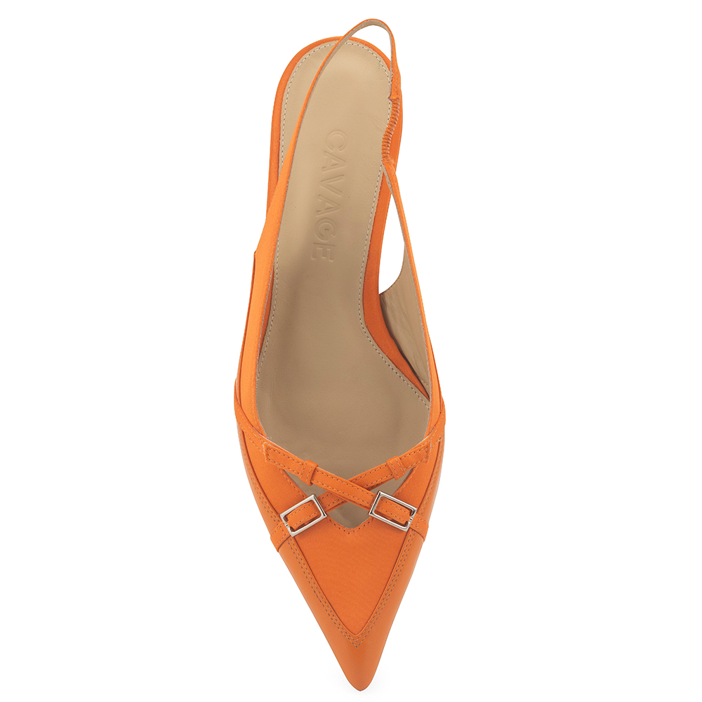 Sapatilha Slingback Sinara Cetim Laranja Multi