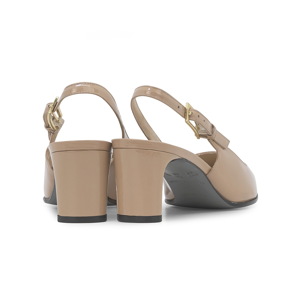 Scarpin feminino, scarpin verniz, scarpin nude, salto baixo, slingback, traseiro aberto